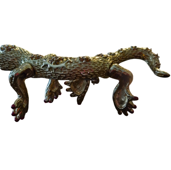 RARE HUTTON WILKINSON PAVE CRYSTAL LIZARD KOMADO DRAGON PIN Brooch - Picture 6 of 8